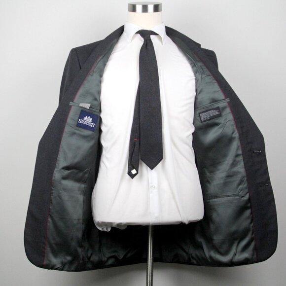 Stafford Mens 2-pc Suit‎ Blazer Jacket 40L Pants Size 30Wx31L Grey Solid E081155 - Picture 14 of 15